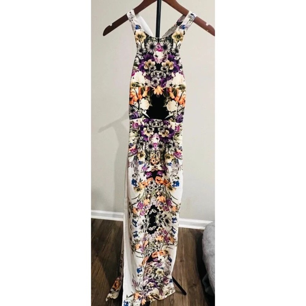 Ark & Co. Floral Open Back High Slit Maxi Dress